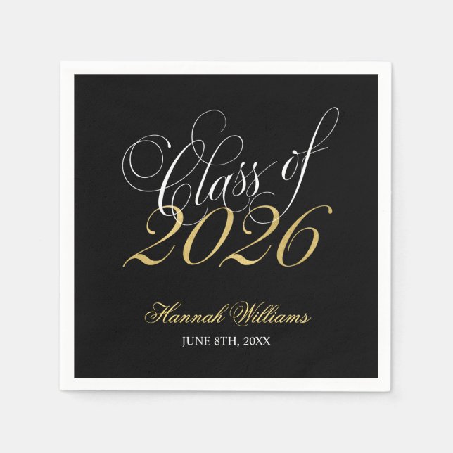 Script Black Gold Class 2025 Abschluss Serviette (Vorderseite)