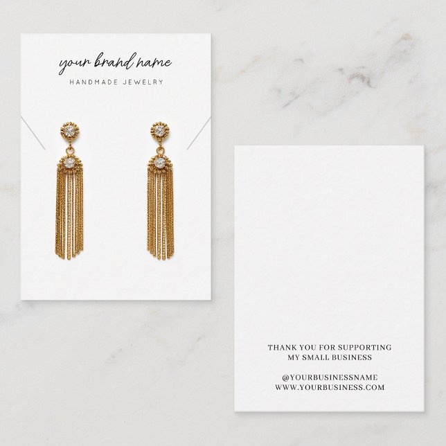 Script Black Gray White Necklace Earring Display Begleitkarte (Von Creator hochgeladen)