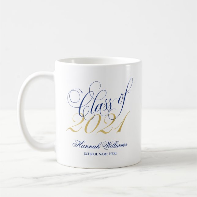 Script Blue Gold Class 2021 Abschluss Kaffeetasse (Links)