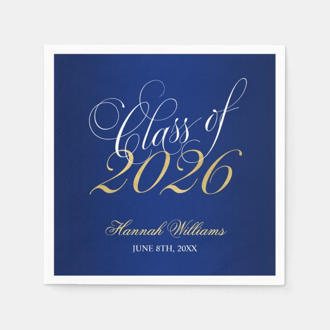 Script Blue Gold Class 2025 Abschluss Serviette (Vorderseite)