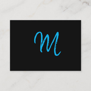 Script Blue Monogram auf Black Visitenkarte