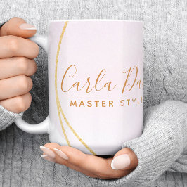 Script Blush Pink Watercolor Gold Circle Business Kaffeetasse