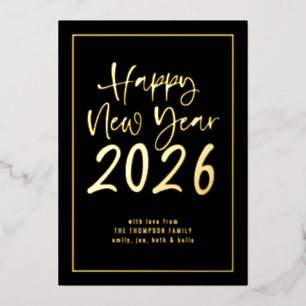Script Border Happy New Year 2025 Foto Black Folien Feiertagskarte