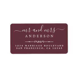 Script Burgundy Wedding Rücksendeadresse Adressaufkleber