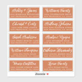 Script Burnt Orange Wedding Guest Address Labels