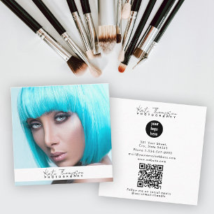 Script Business Logo Fotograf Foto QR Code Quadratische Visitenkarte