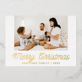 Script Calligrafy Family Foto Christmas Folien Feiertagskarte