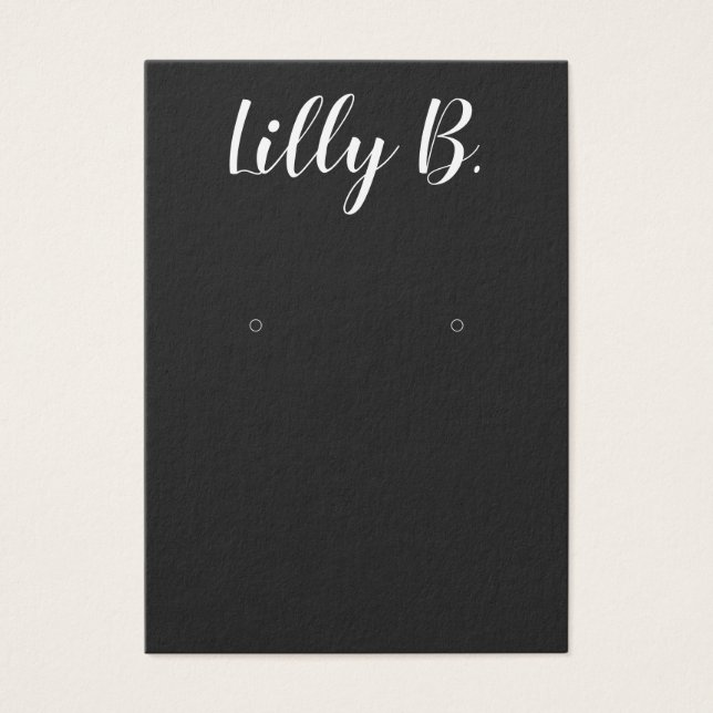 Script Calligraphy Black Earring Display Card (Vorderseite)