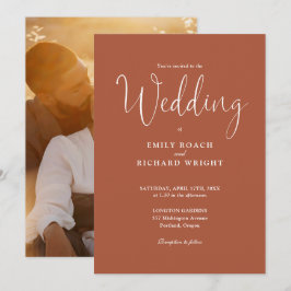 Script Calligraphy Foto Terracotta Wedding Einladung