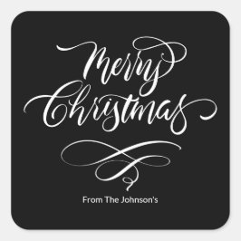 Script Calligraphy Merry Christmas Square Sticker