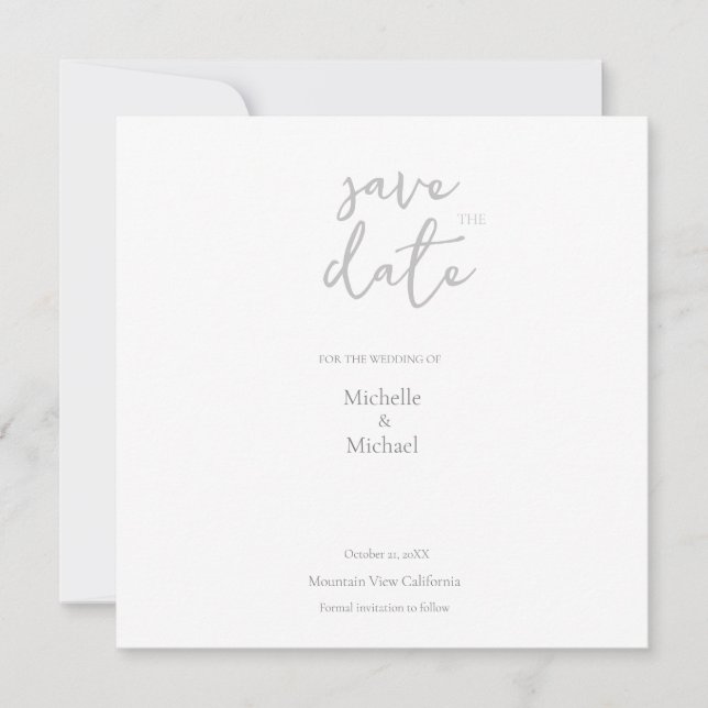Script Calligraphy Wedding Modern Save the Date Dankeskarte (Vorderseite)