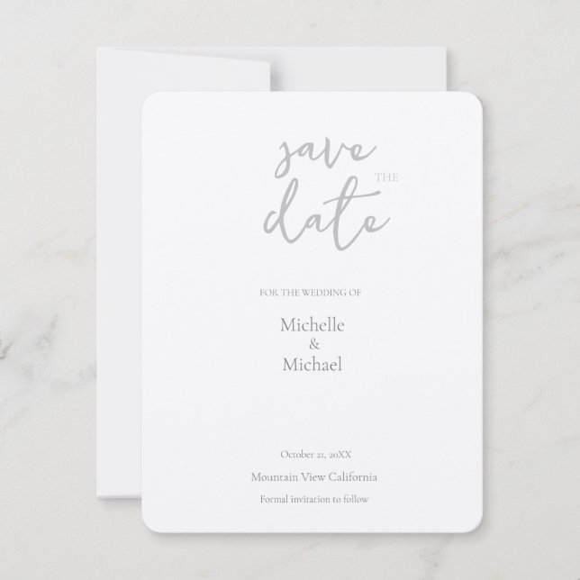 Script Calligraphy Wedding Modern Save the Date RSVP Karte (Vorderseite)