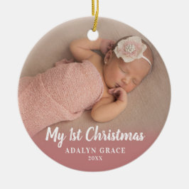 Script Calligrapy Baby's First Christmas Foto Keramik Ornament