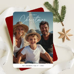 Script Christmas Beachy Nautical Family Kids Foto Feiertagskarte<br><div class="desc">Schicken Sie Ihren Lieben diese niedliche Weihnachtskarte mit einem Foto am Strand. Es ist lustig,  einfach und ideal,  um Ferien Lächeln teilen zu können!</div>