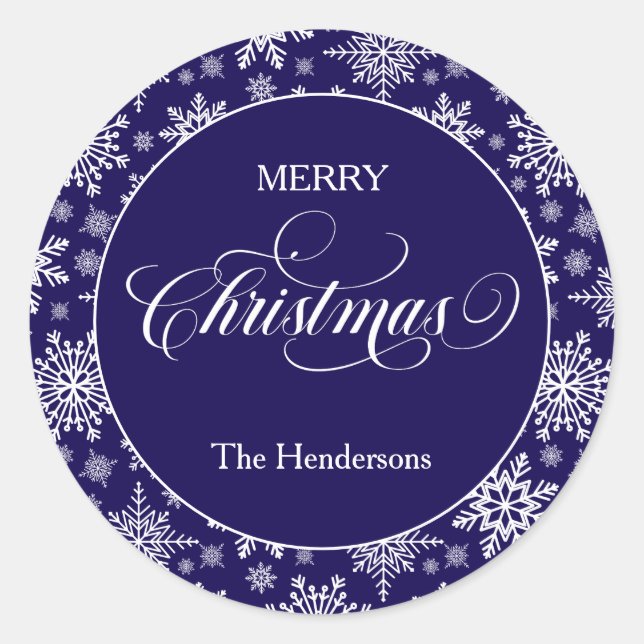 Script Christmas Custom Blue Sticker (Vorderseite)