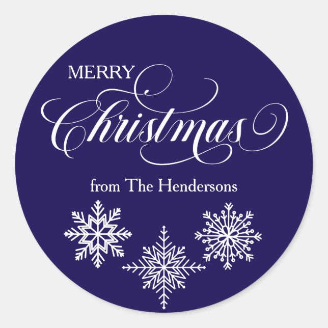 Script Christmas Custom Blue Sticker (Vorderseite)