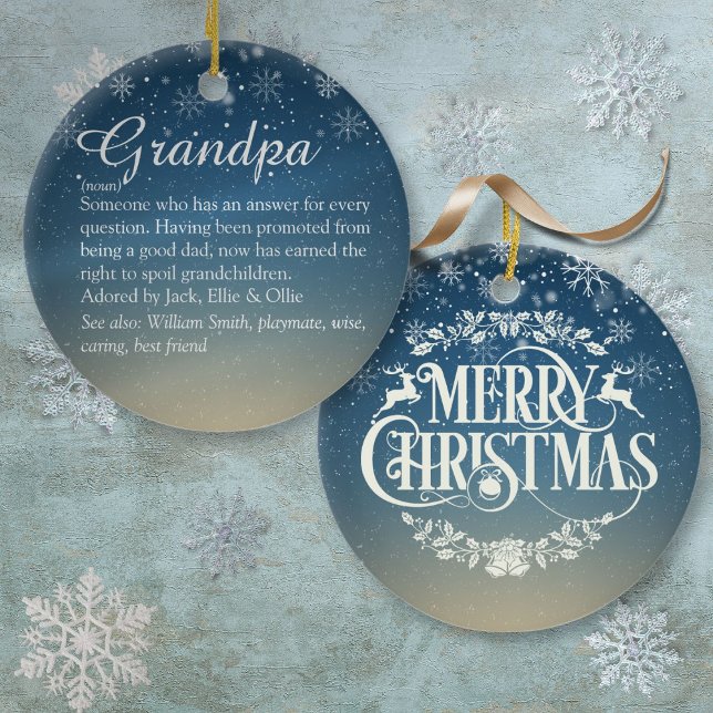 Script Christmas Opa, Großmutter, Pop Definition Keramik Ornament (Script Christmas Grandpa, Grandad, Pops Definition Ceramic Ornament)