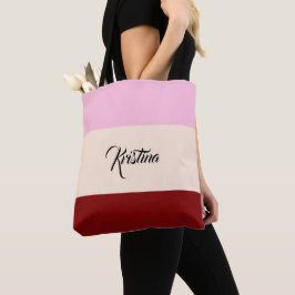 Script Color Block Light Pink Beige & Maroon