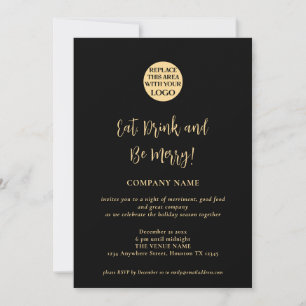 Script Company Logo Weihnachten Party Gold Black Einladung