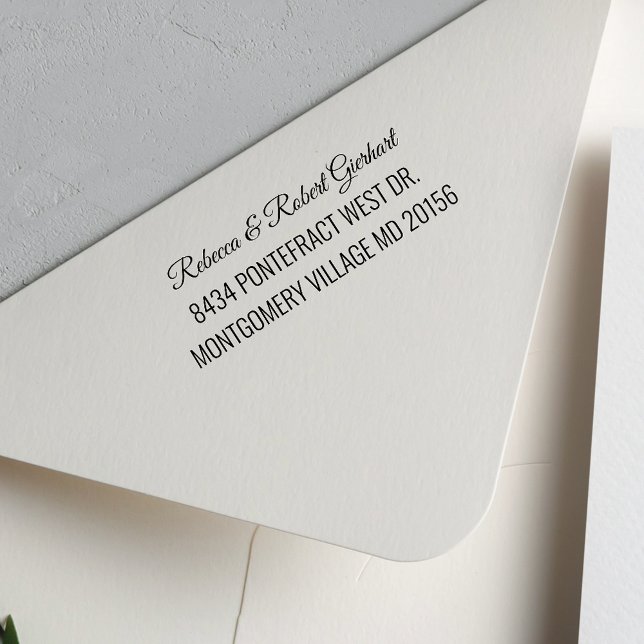 Script Couple Personal Office-Rücksendeadresse Permastempel (Modern Return Address Self-Inking Rubber Stamp)