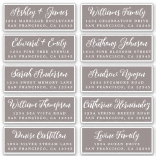 Script Dark Gray Wedding Guest Address Labels