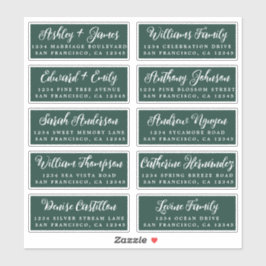 Script Dark Green Wedding Guest Address Labels
