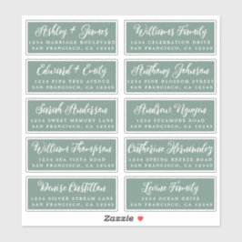 Script Dark Green Wedding Guest Address Labels