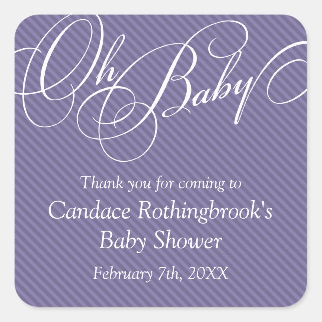 Script Diagonals in Plum Baby Shower Sticker (Vorderseite)