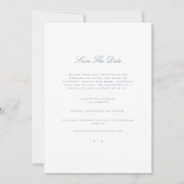 Script Dusty Blue & White Save the Date Card Ankündigung