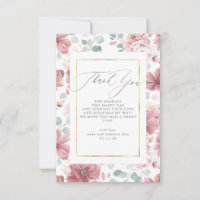 Script Dusty Pink Floral Baby Dusche Vielen Dank