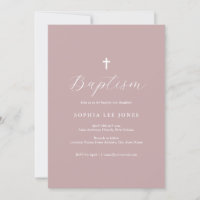 Script Dusty Rose Pink Moderne Taufe Einladung