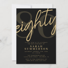 Script Eighty Black Gold 80. Geburtstagsfeier Einladung