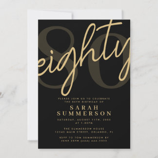 Script Eighty Black Gold 80. Geburtstagsfeier Einladung