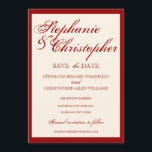 Script-Elegance Wedding Save the Date Announcement Einladung<br><div class="desc">Ein elegantes Design in klassischem und zeitlosem Rot auf Champagner-weißem Hintergrund</div>