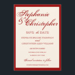 Script-Elegance Wedding Save the Date Announcement Einladung<br><div class="desc">Ein elegantes Design in klassischem und zeitlosem Rot auf Champagner-weißem Hintergrund</div>