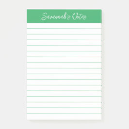 Script Elegant Green Lined Personalized Post-it Klebezettel
