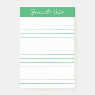 Script Elegant Green Lined Personalized Post-it Klebezettel