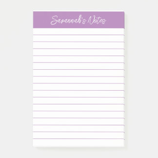 Script Elegant Lavender Lined Personalized Post-it Klebezettel