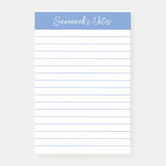 Script Elegant Light Blue Lined Personalized Post-it Klebezettel