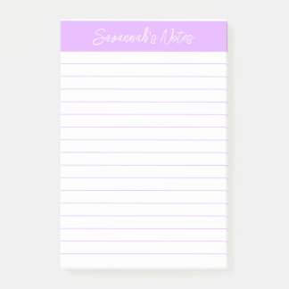 Script Elegant Light Lavender Lined Personalized Post-it Klebezettel