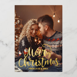 Script Elegant Merry Christmas Foto Postcard Folien Feiertagskarte