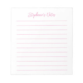  Script Elegant Pink Lined Personalized Notizblock