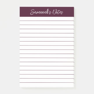 Script Elegant Red Brown Lined Personalized Post-it Klebezettel