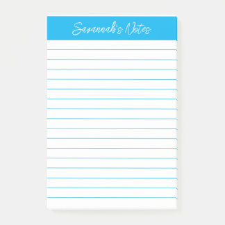 Script Elegant Sky Blue Lined Personalized Post-it Klebezettel