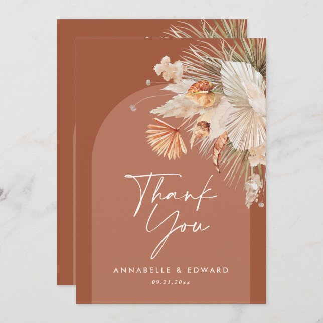 Script elegante Hochzeit danke teracotta modernen (Vorne/Hinten)