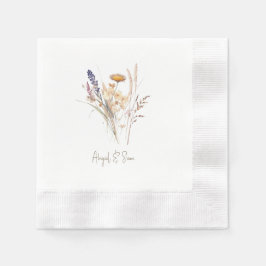 Script Fall Floral Wedding Cocktail Serviette