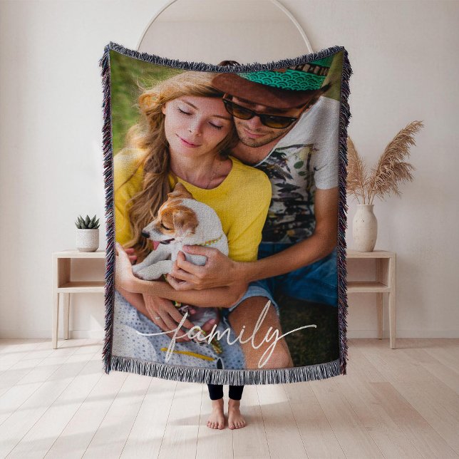 Script Family Photo Woven  Decke (Von Creator hochgeladen)