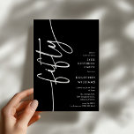 Script Fifty' 50th Birthday Einladung<br><div class="desc">Celebrate your milestone 50th birthday in style with our 'Elegant Script 50th Birthday Invitation.' This invitation exudes sophistication with its elegant script typography, showcasing the word 'fifty' running up the side. Plus, our easy-to-customize template allows you to add your own event details effortlessly. Say goodbye to fuss and hello to...</div>