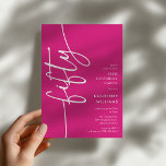 Script Fifty' 50th Birthday Einladung<br><div class="desc">Celebrate your milestone 50th birthday in style with our 'Elegant Script 50th Birthday Invitation.' This invitation exudes sophistication with its elegant script typography, showcasing the word 'fifty' running up the side. Plus, our easy-to-customize template allows you to add your own event details effortlessly. Say goodbye to fuss and hello to...</div>