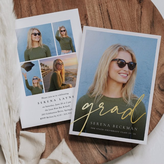 Script Foil Photo Graduation Announcement & Invite Folieneinladung (Von Creator hochgeladen)